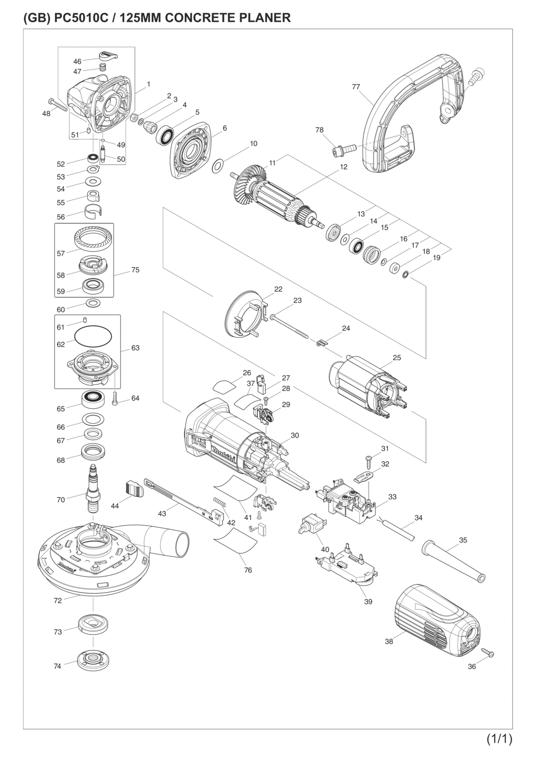 Makita PC5010C Concrete Planer Spare Parts