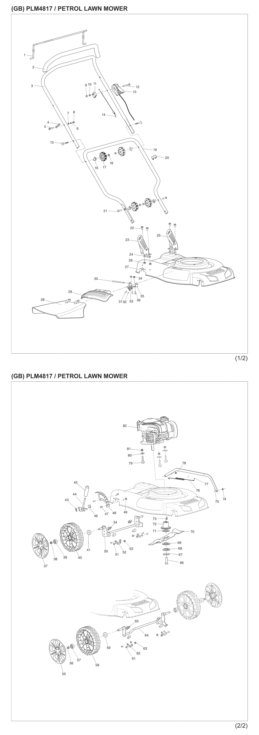 Makita PLM4817 Petrol Mulching Mower Spare Parts
