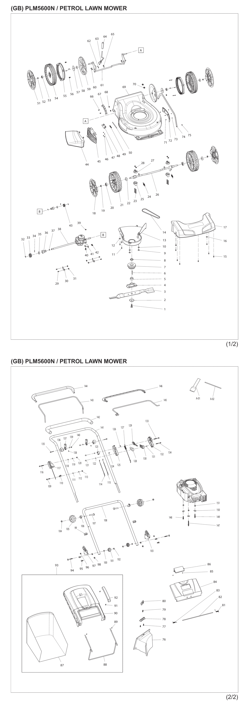 Makita PLM5600N Petrol Lawn Mower Spare Parts