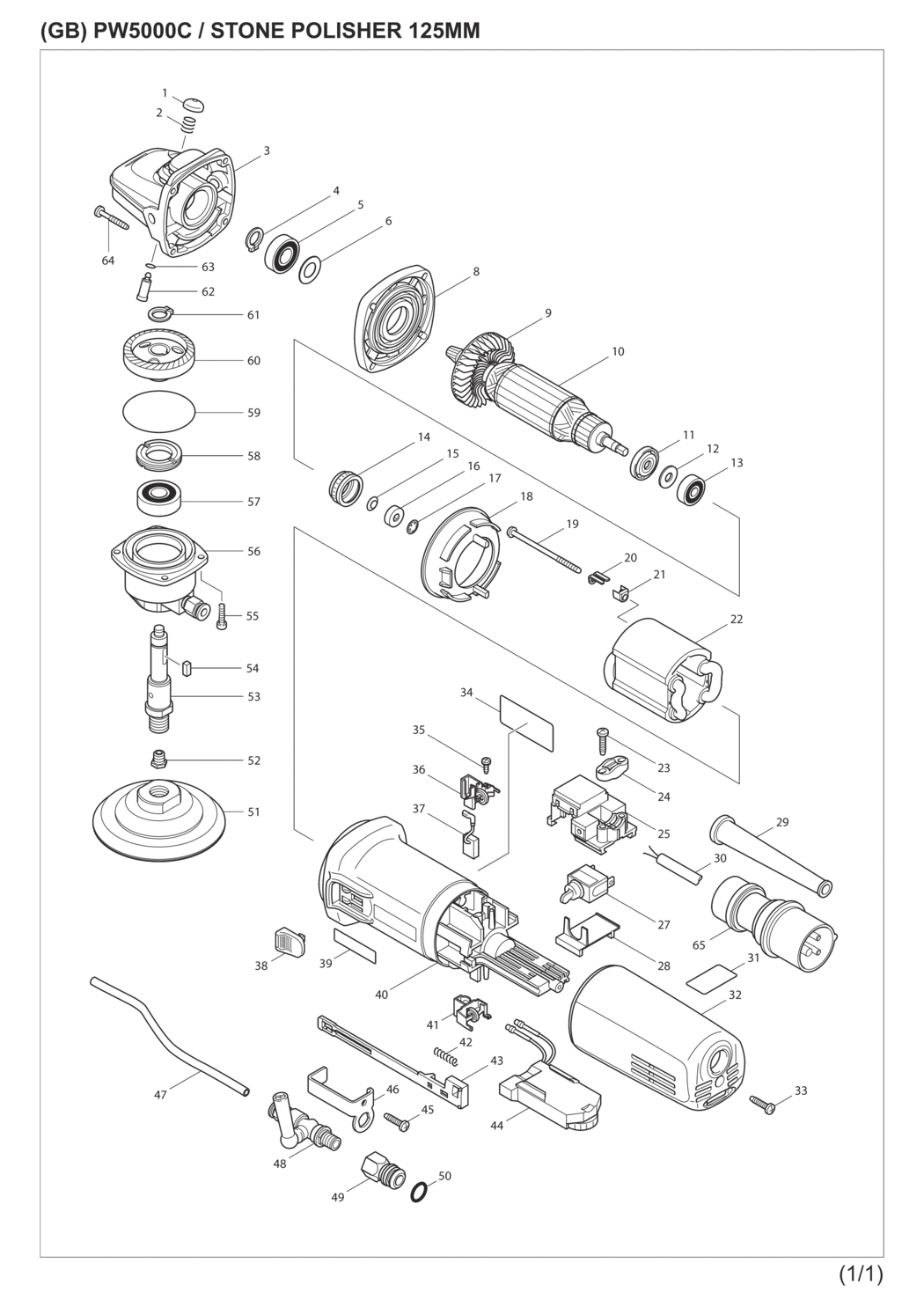 Makita PW5000C Stone Polisher Spare Parts