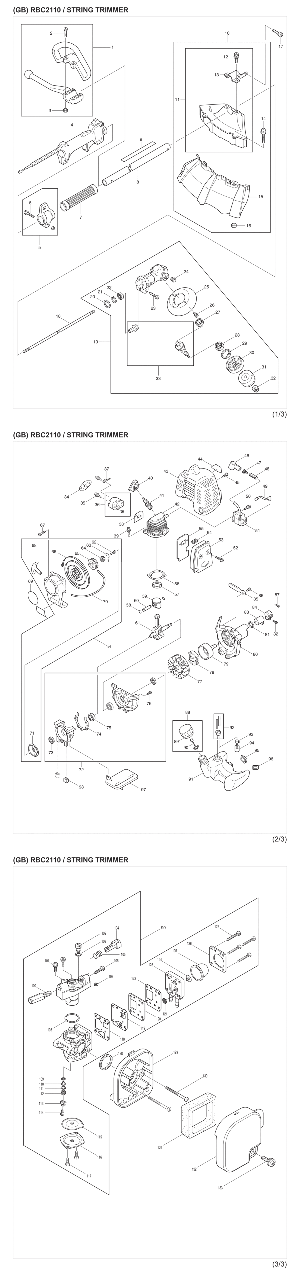 Makita RBC2110 Petrol Brushcutter Spare Parts