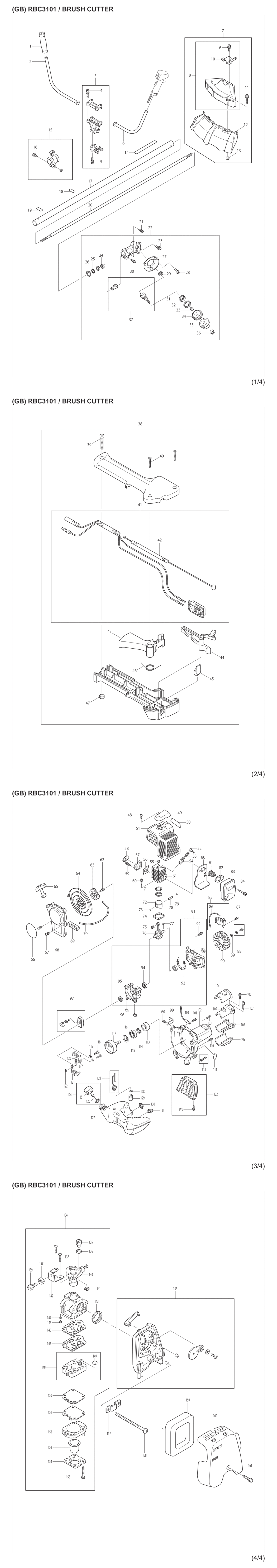 Makita RBC3101 Petrol Brushcutter Spare Parts