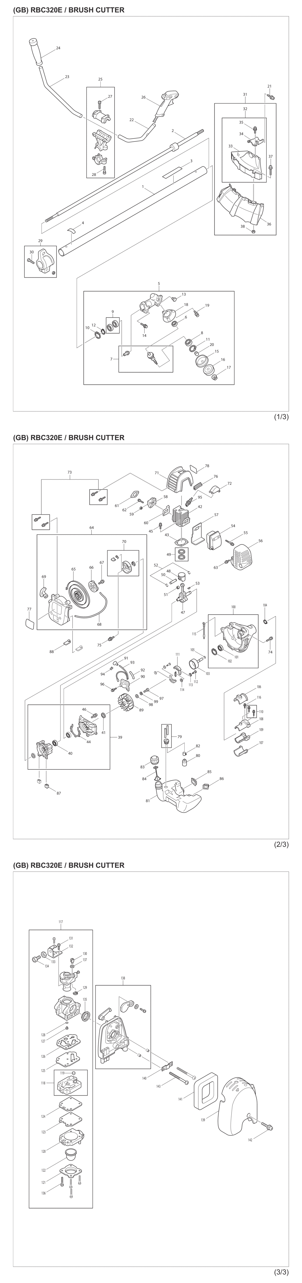 Makita RBC320E Petrol Brushcutter Spare Parts