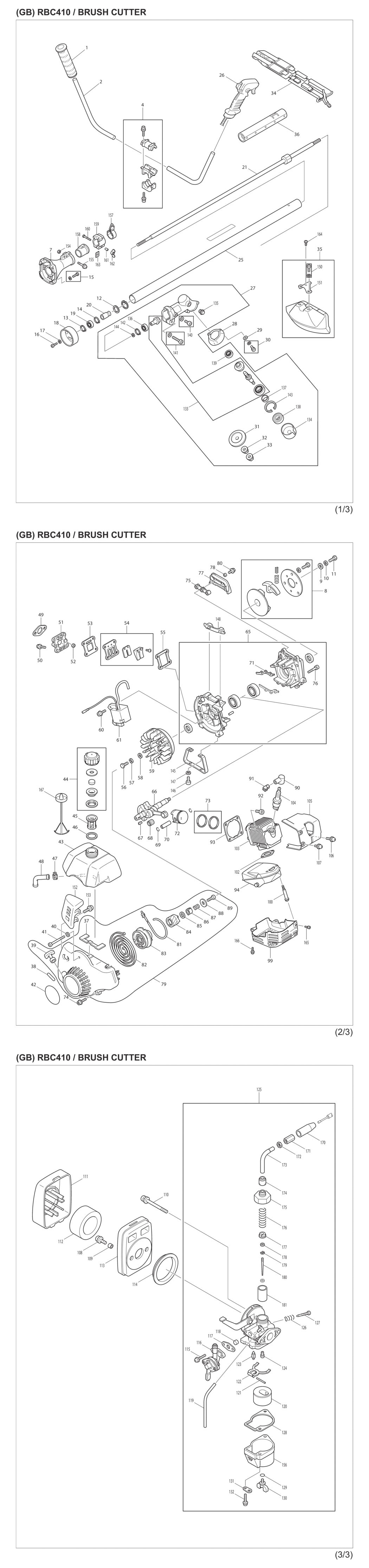 Makita RBC410 Petrol Brushcutter Spare Parts