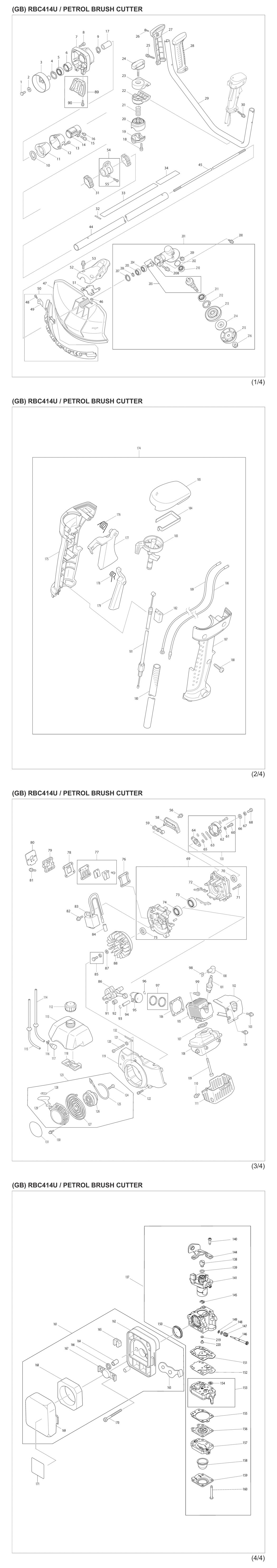 Makita RBC414U Petrol Brushcutter Spare Parts
