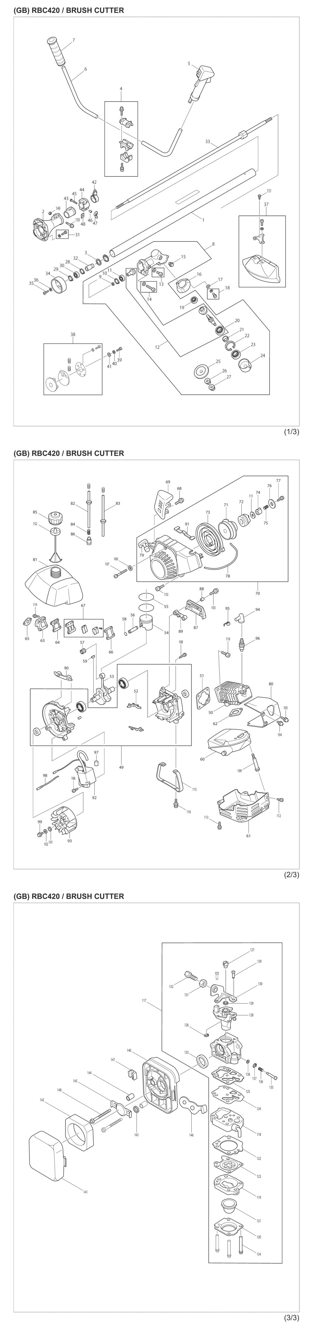 Makita RBC420 Petrol Brushcutter Spare Parts