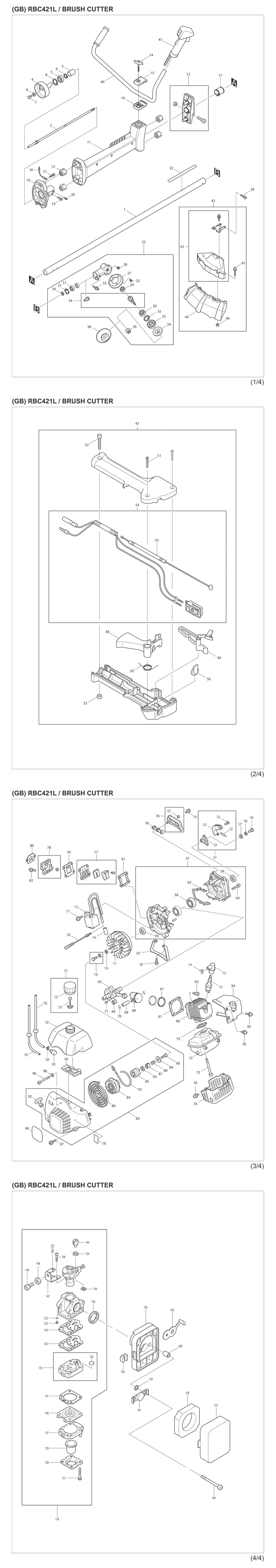 Makita RBC421L Petrol Brushcutter Spare Parts