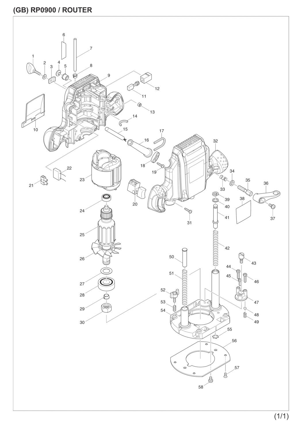 Makita RP0900X Router Spare Parts