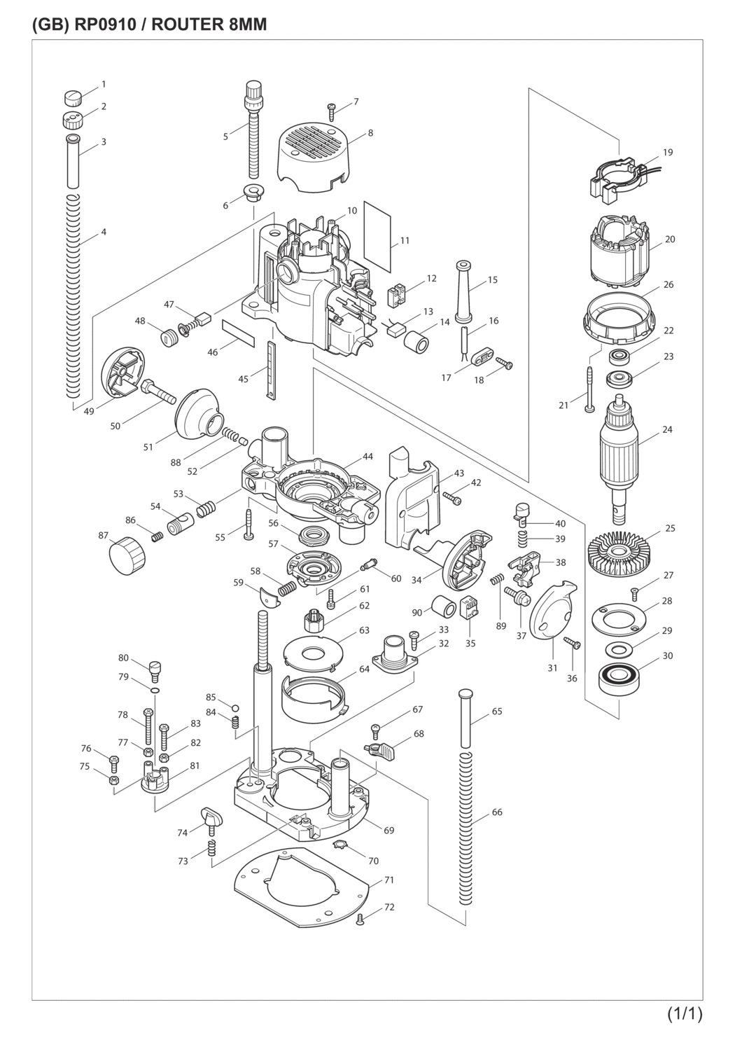 Makita RP0910 Router Spare Parts