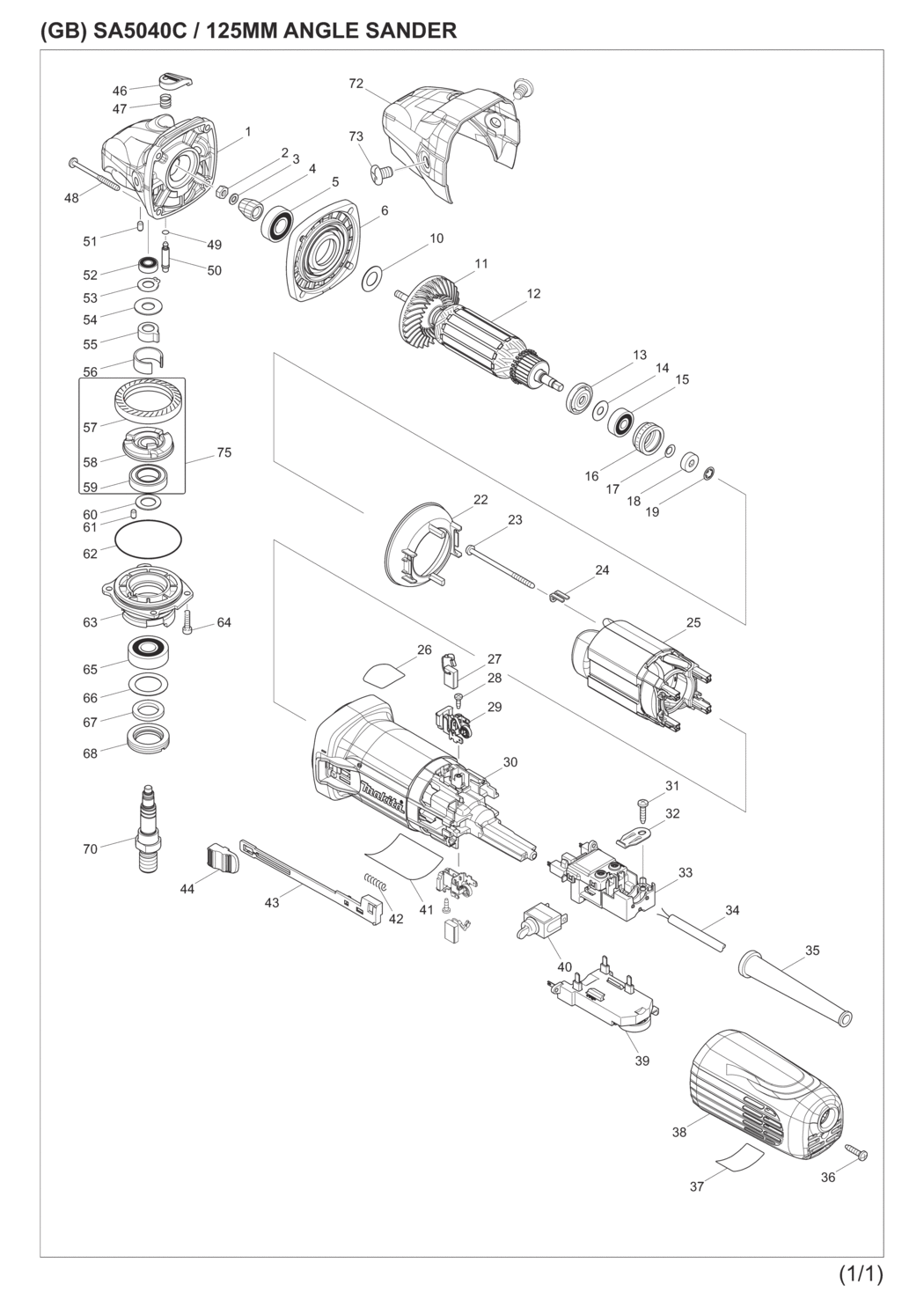 Makita SA5040C Angle Sander Spare Parts