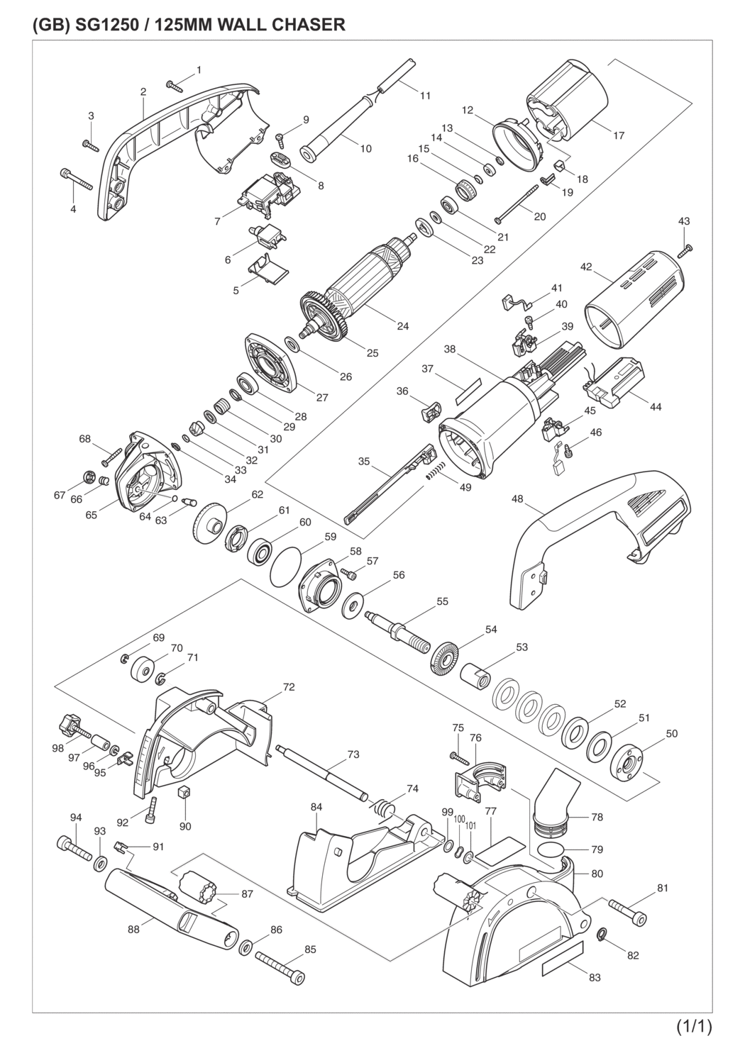 Makita SG1250 Wall Chaser Spare Parts
