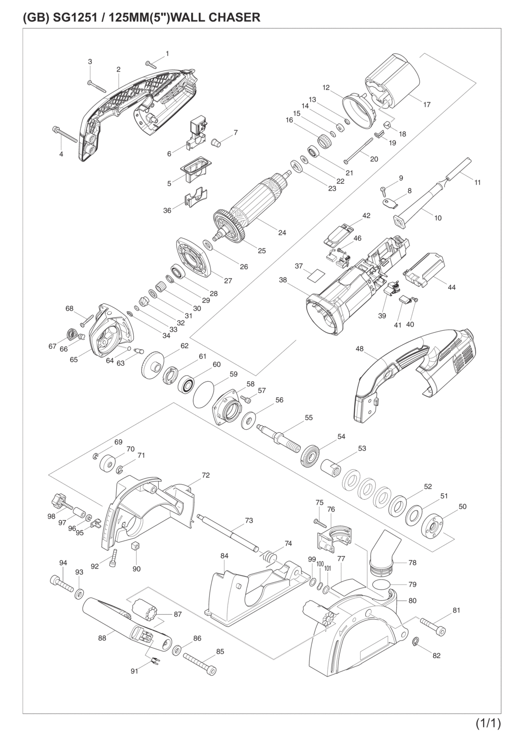 Makita SG1251J Wall Chaser Spare Parts