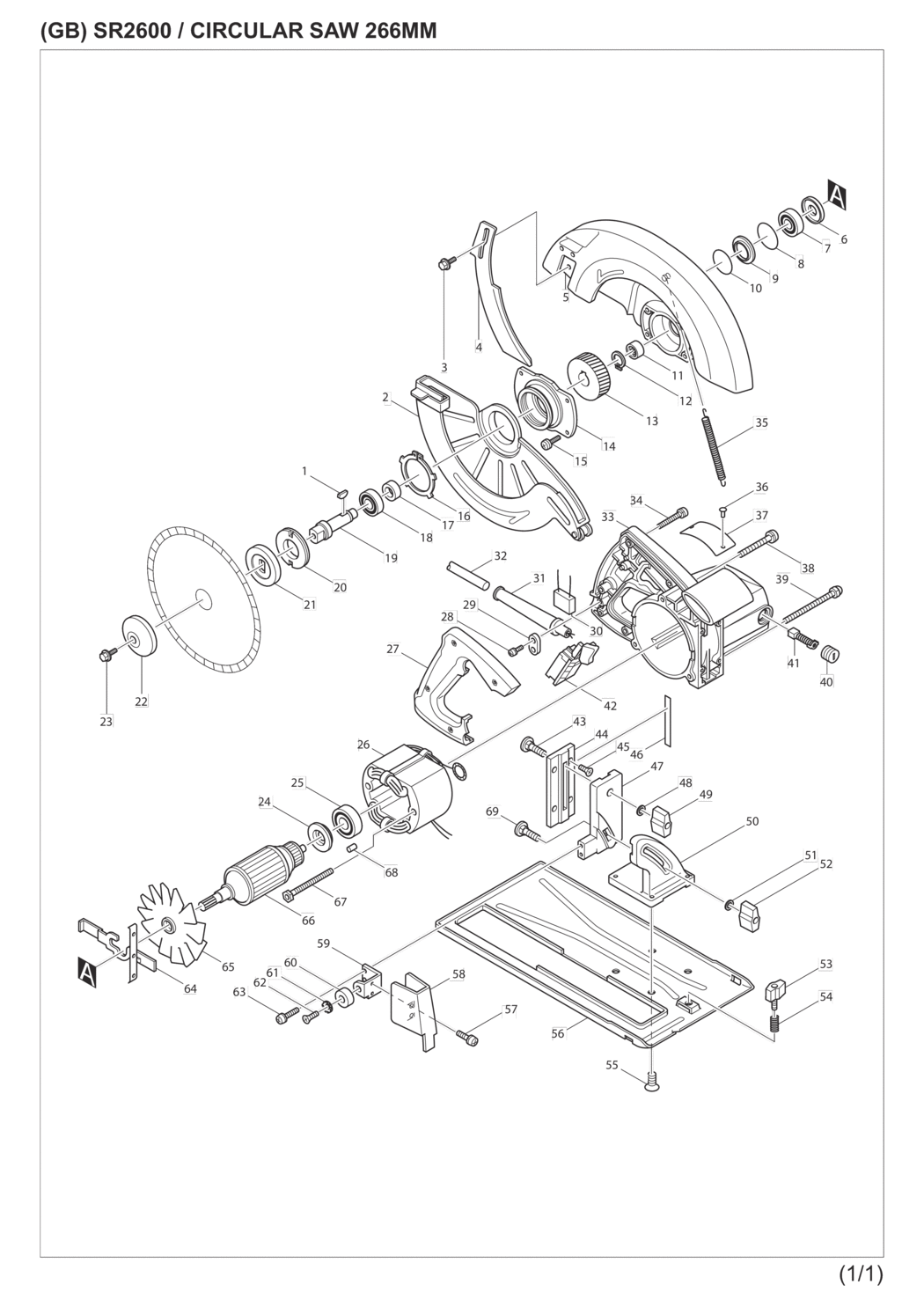 Makita SR2600 Circular Saw Spare Parts