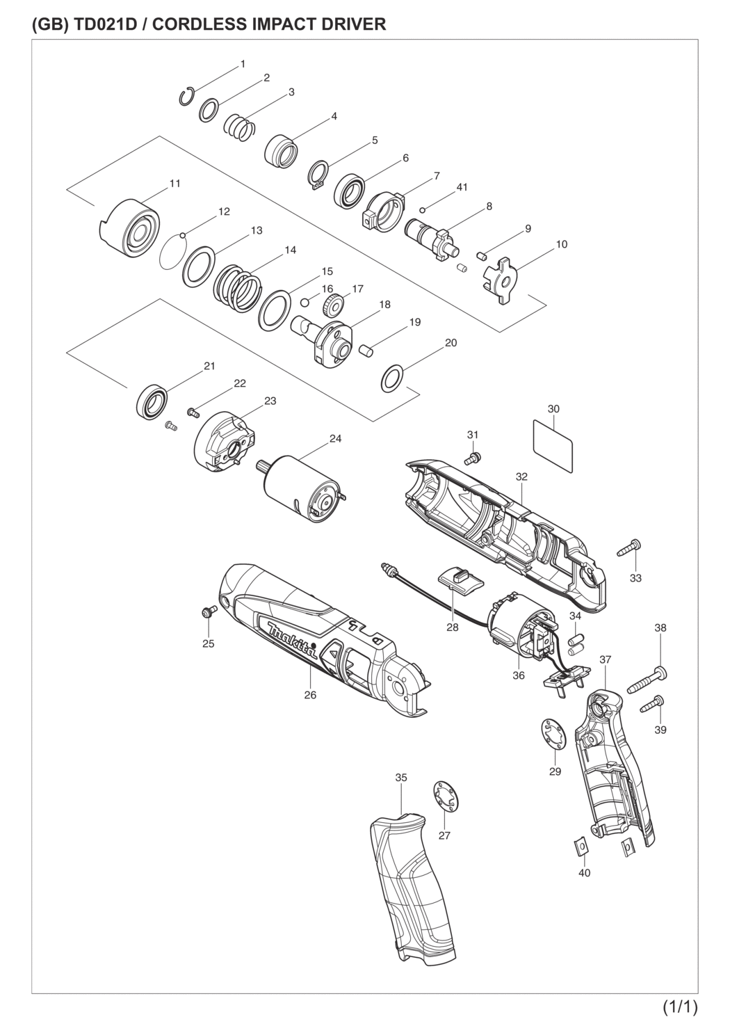 Makita TD021DSE Cordless Impact Driver Spare Parts