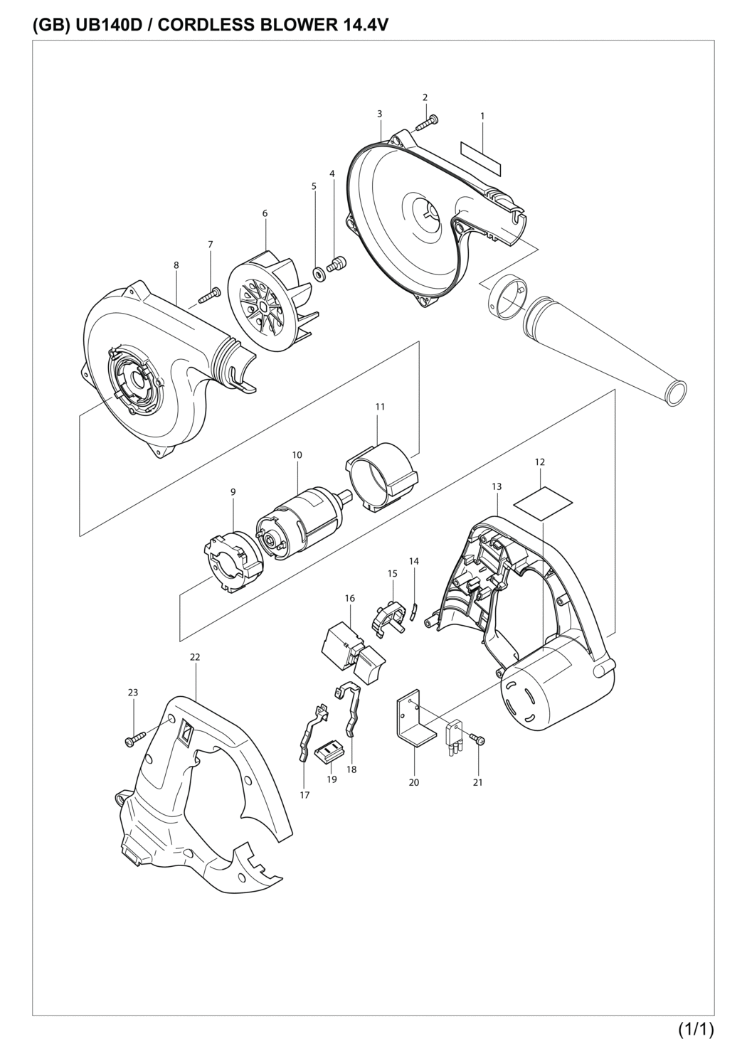 Makita UB140D Cordless Blower Spare Parts