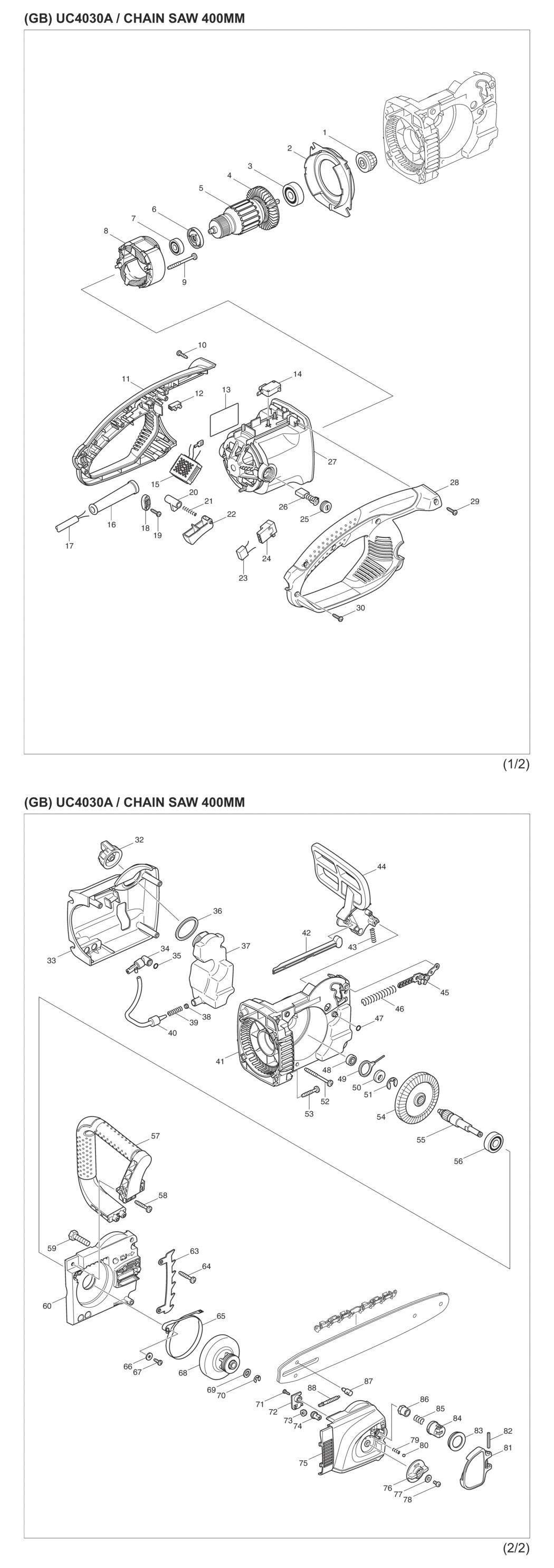 Makita UC4030A Chain Saw Spare Parts