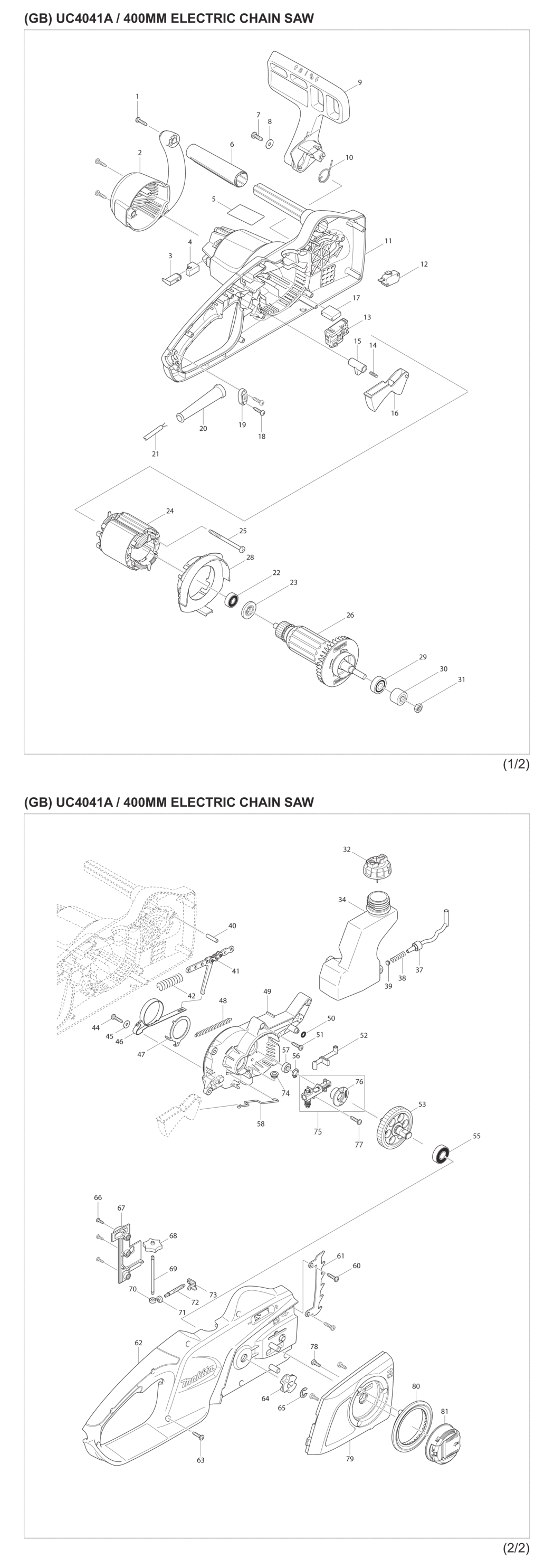 Makita electric online chainsaw parts