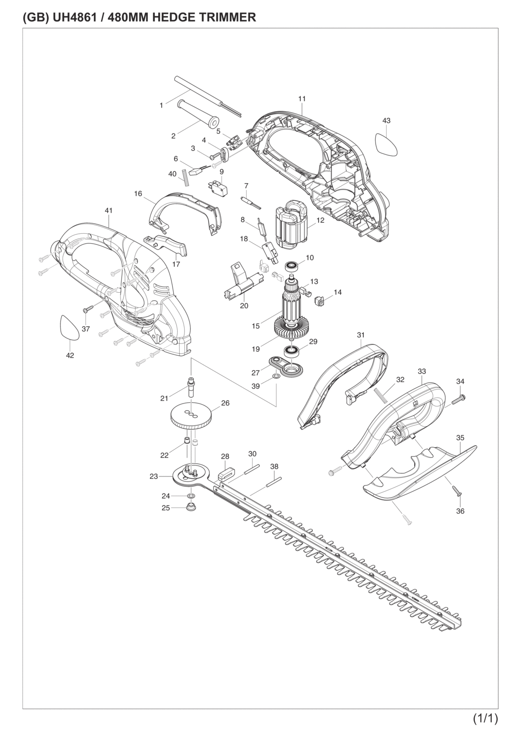 Makita UH4861X Hedge Trimmer Spare Parts