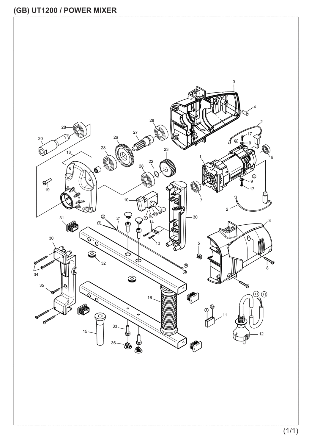 Makita UT1200 Power Mixer Spare Parts