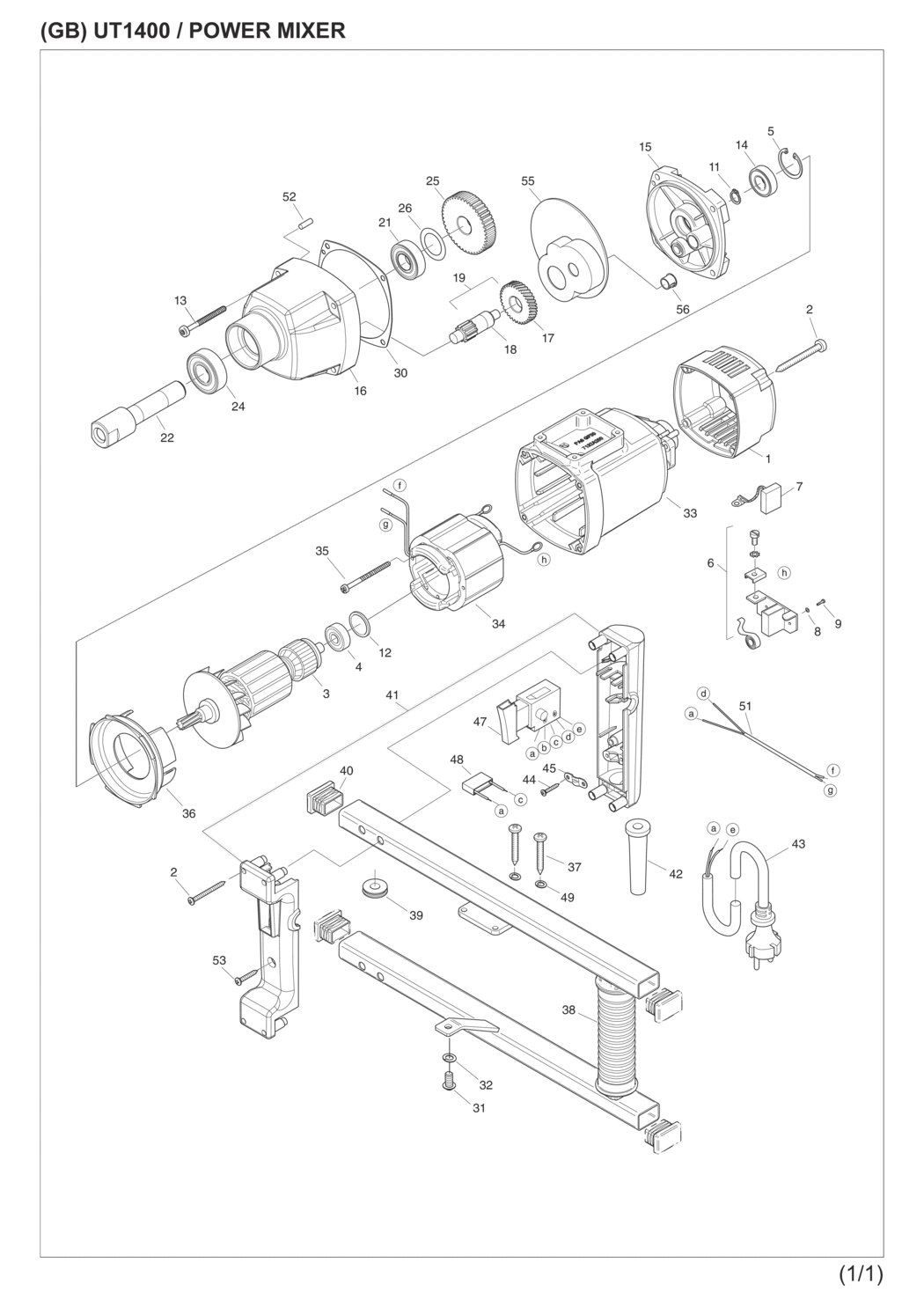 Makita UT1400 Power Mixer Spare Parts
