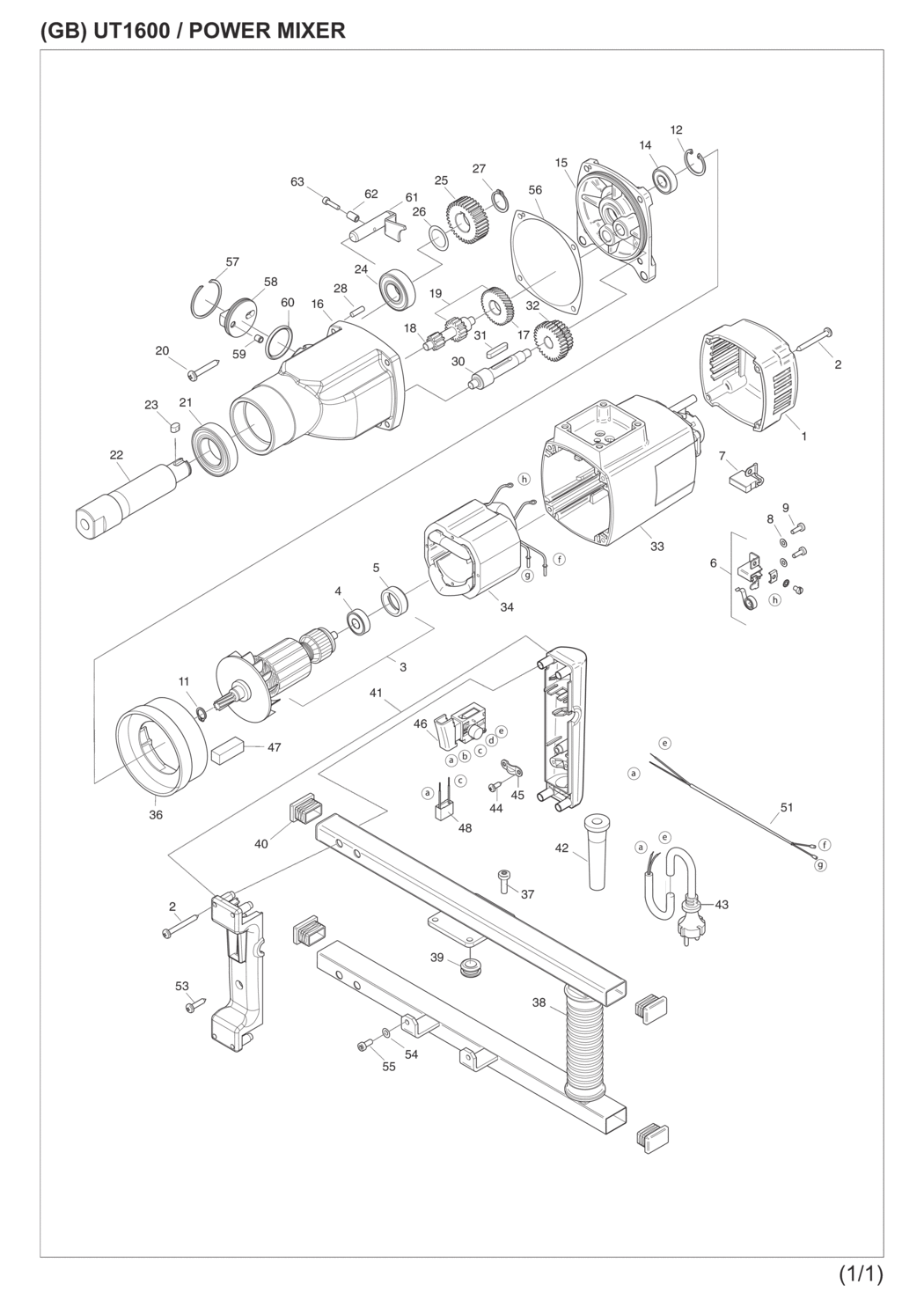Makita UT1600 Power Mixer Spare Parts