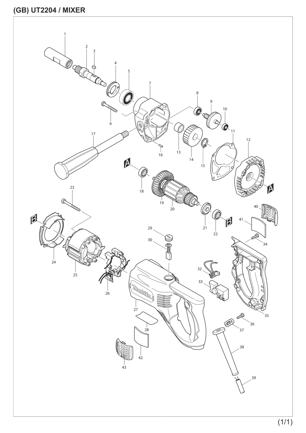 Makita UT2204 Mixer Spare Parts