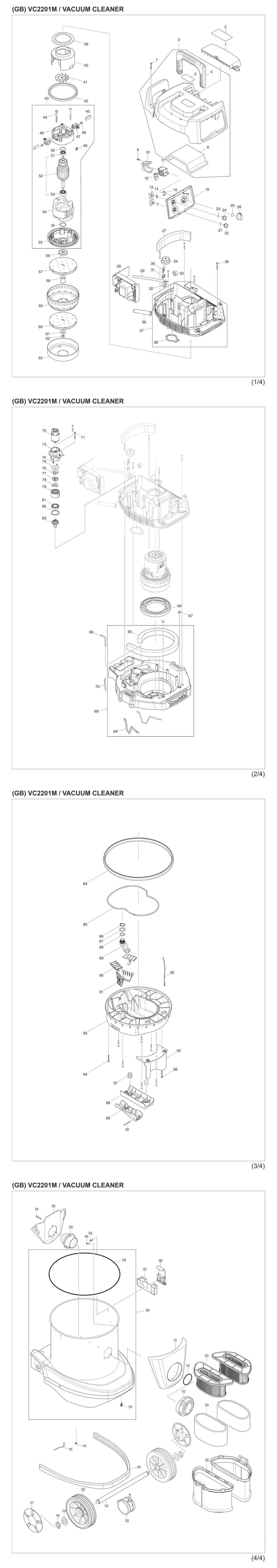 Makita VC2201MX1 Vacuum Cleaner Spare Parts