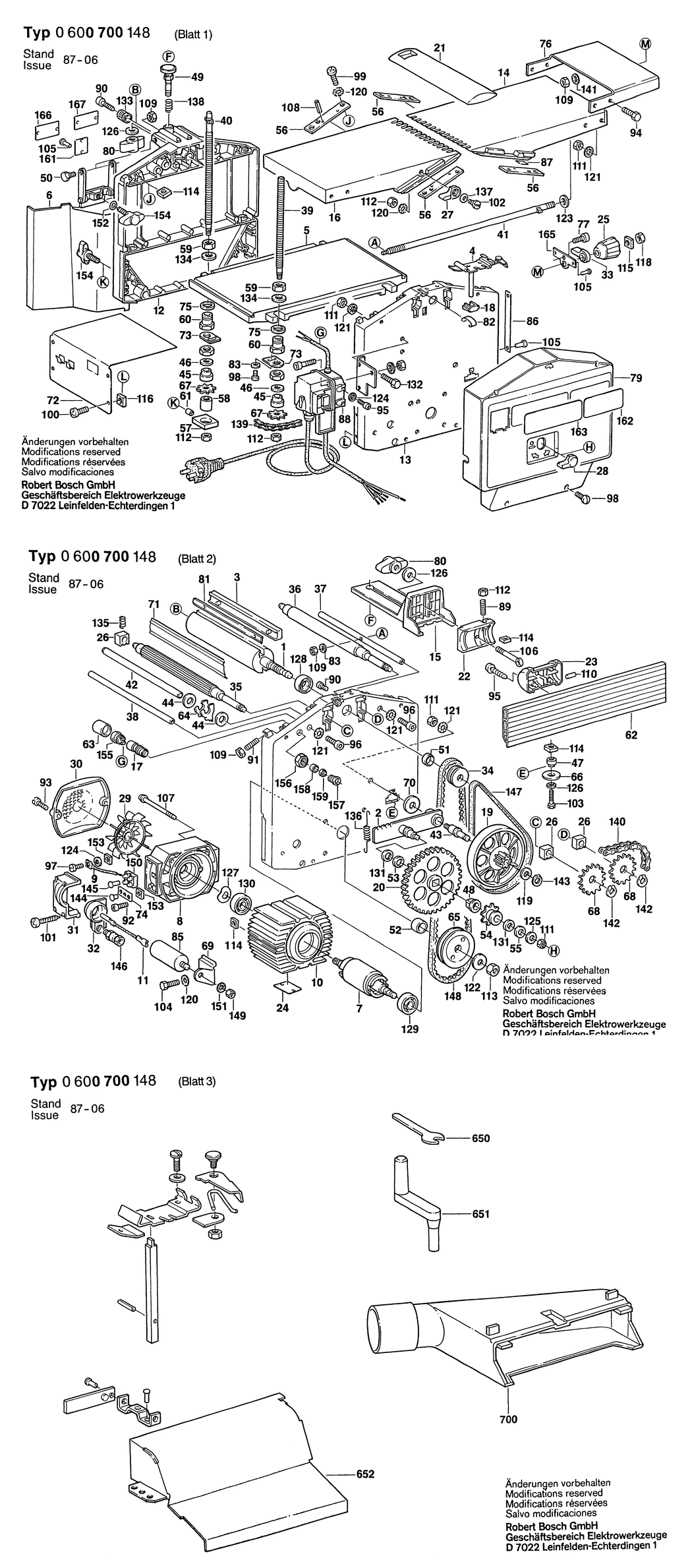 Bosch SHO 280 / 0600700148 / F 220 Volt Spare Parts