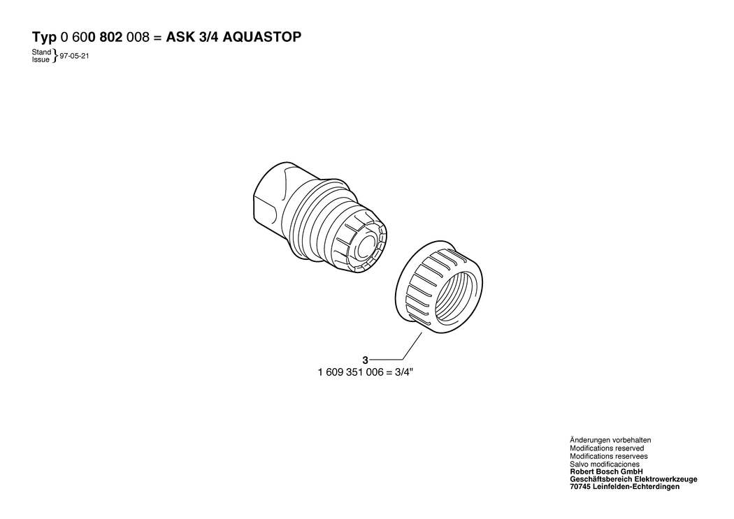 Bosch ASK 3/4 AQUASTOP / 0600800008 / --- Spare Parts