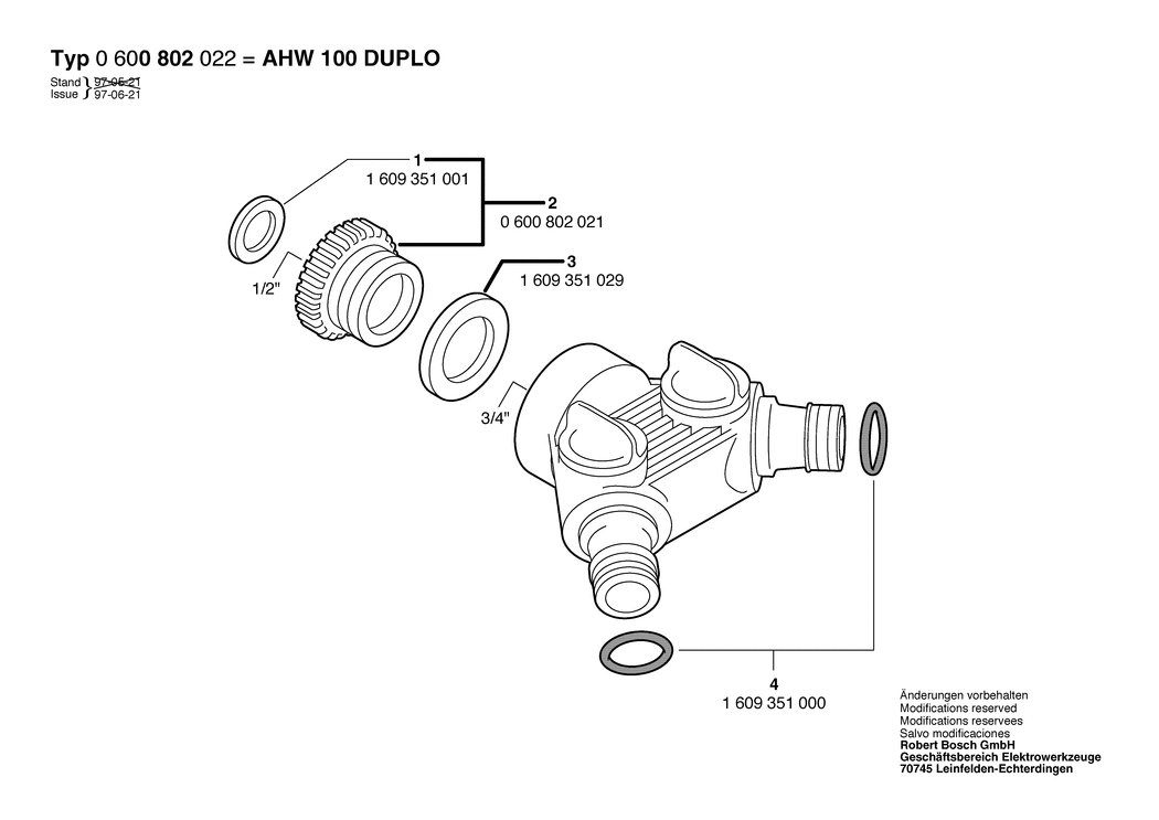 Bosch AHW 100 DUPLO / 0600800022 / --- Spare Parts