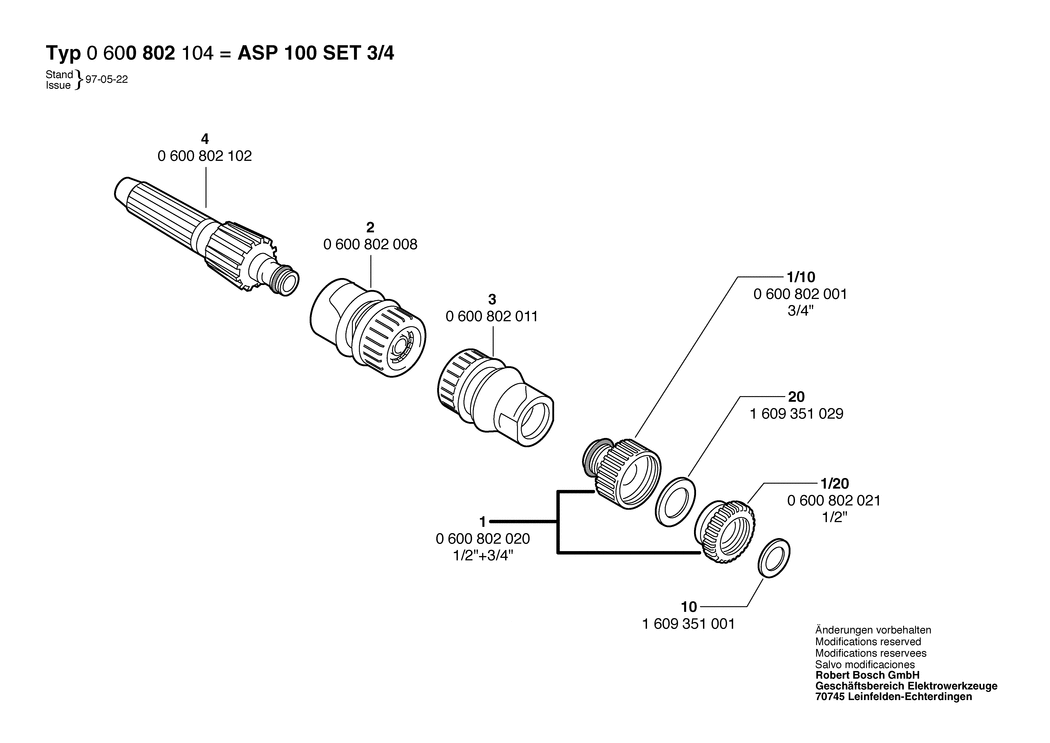 Bosch ASP 100 SET 3/4 / 0600800104 / --- Spare Parts