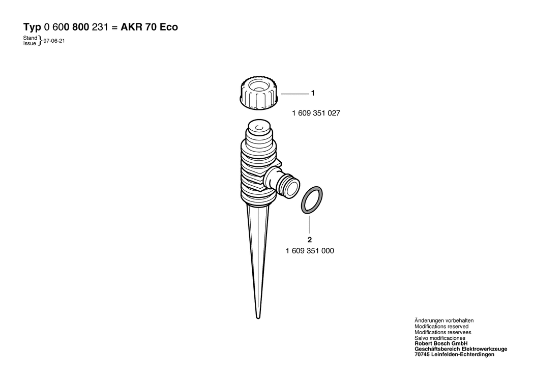 Bosch AKR 70 ECO / 0600800231 / --- Spare Parts