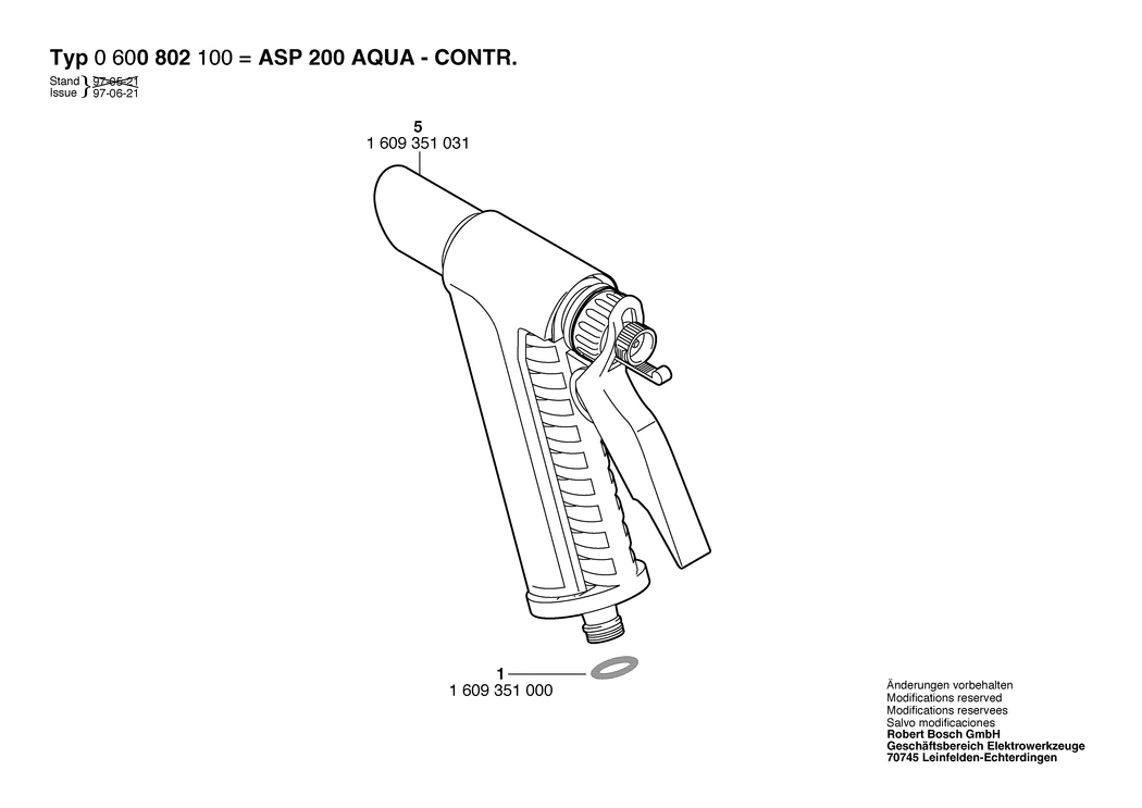 Bosch ASP 200 AQUA-CONTR. / 0600802100 / --- Spare Parts