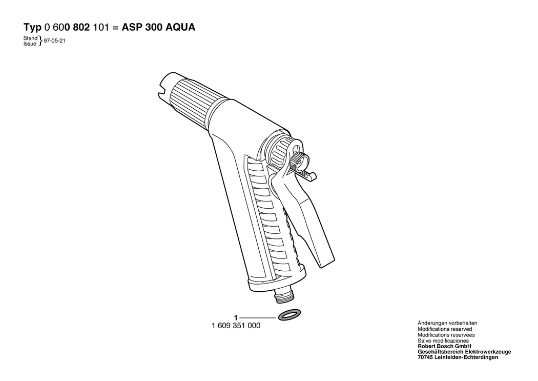 Bosch ASP 300 AQUA-CONTR. / 0600802101 / --- Spare Parts