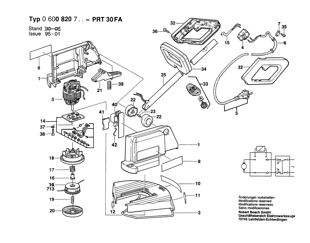 Bosch PRT 30 FA / 0600820736 / NL 230 Volt Spare Parts