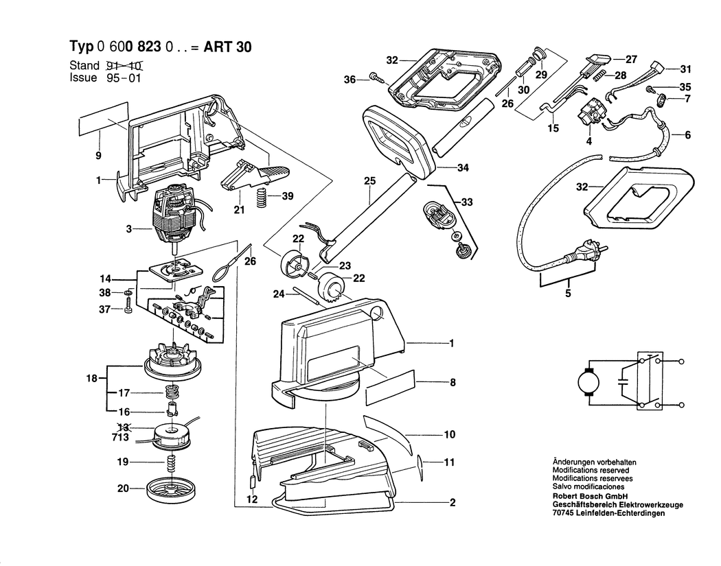 Bosch ART 30 / 0600823036 / NL 230 Volt Spare Parts