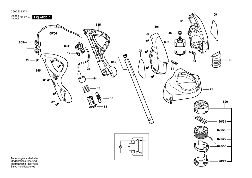 Bosch ART 25 ERGOPOWER / 0600828171 / EU 230 Volt Spare Parts