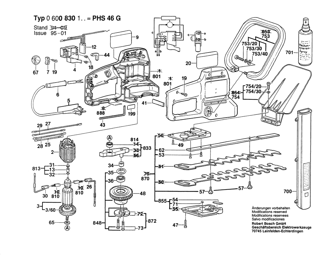 Bosch PHS 46 G / 0600830103 / EU 220 Volt Spare Parts