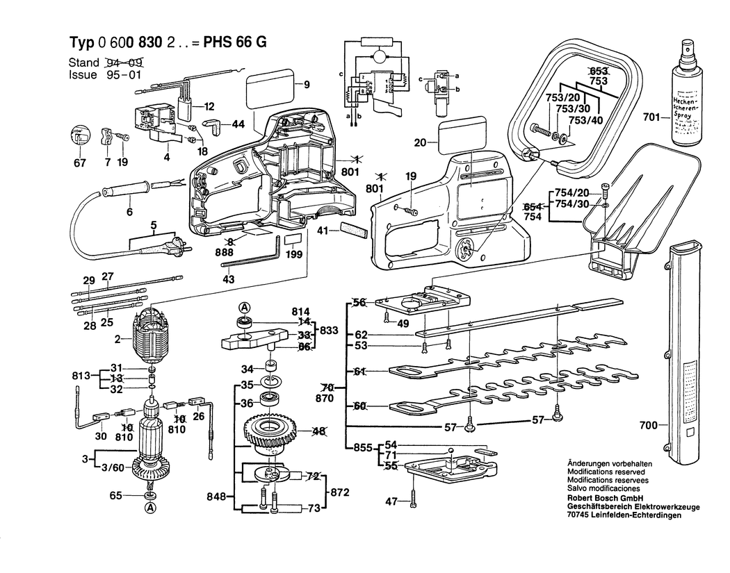 Bosch PHS 66 G / 0600830203 / EU 220 Volt Spare Parts