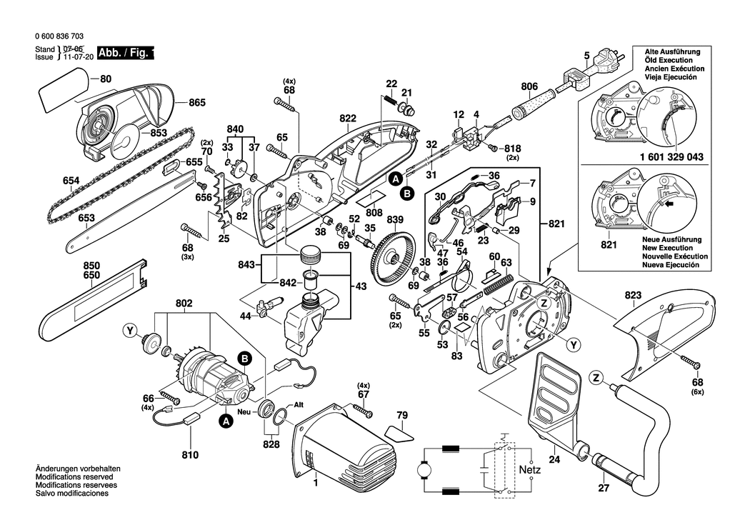 Bosch AKE 35-19 / 0600836732 / CH 230 Volt Spare Parts