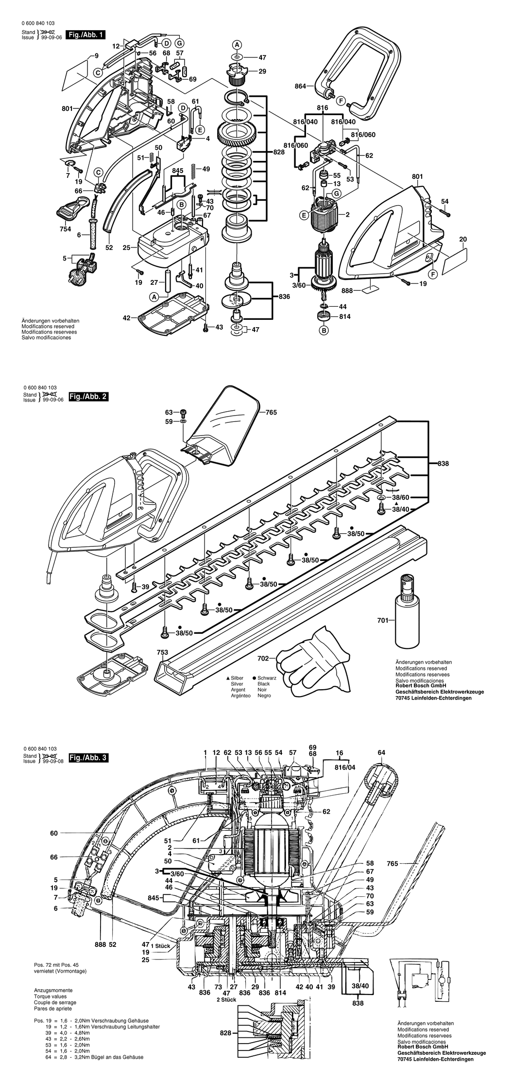 Bosch AHS 600 / 0600840132 / CH 230 Volt Spare Parts