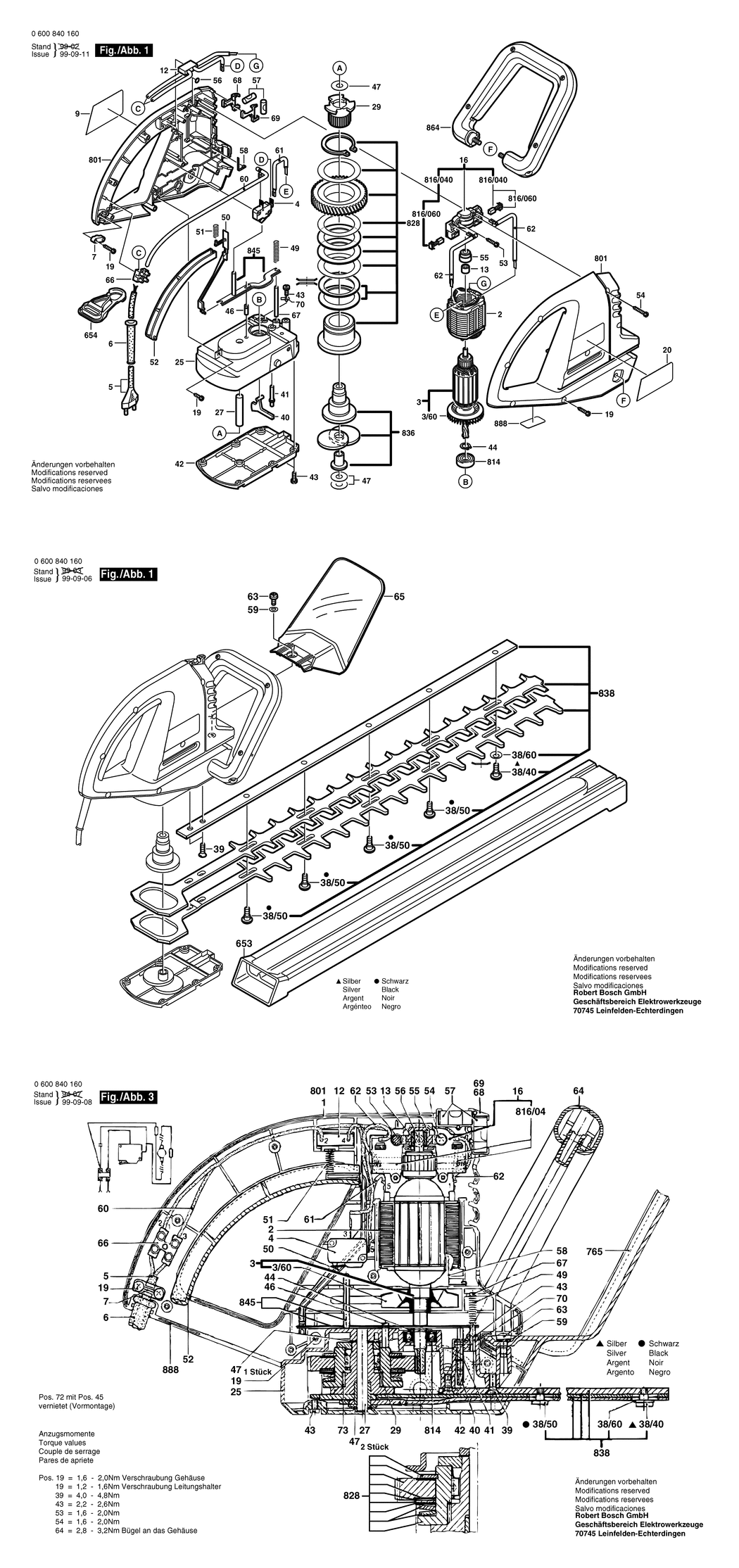 Bosch AHS 600 / 0600840160 / CH 230 Volt Spare Parts