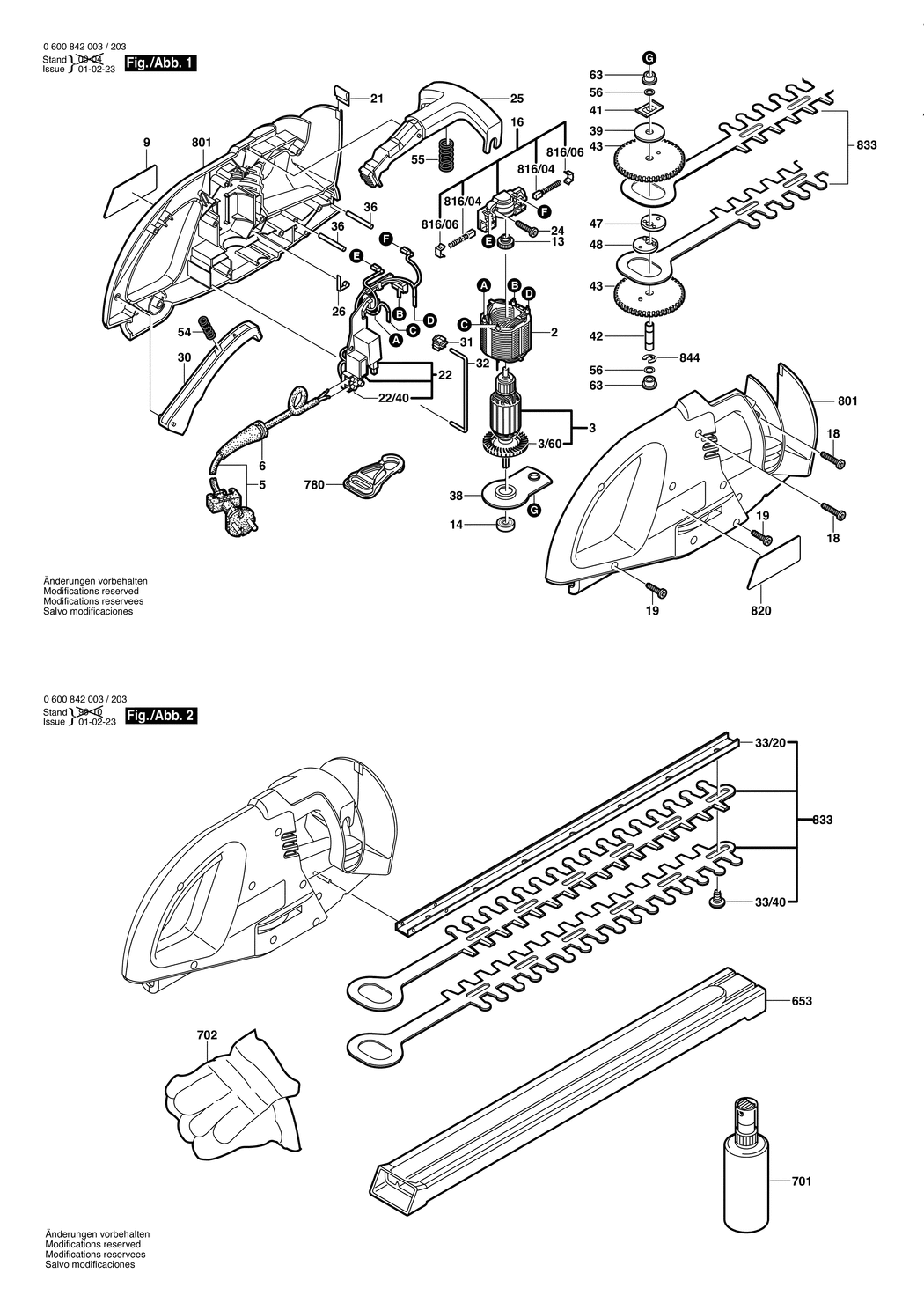 Bosch AHS 3 / 0600842032 / CH 230 Volt Spare Parts