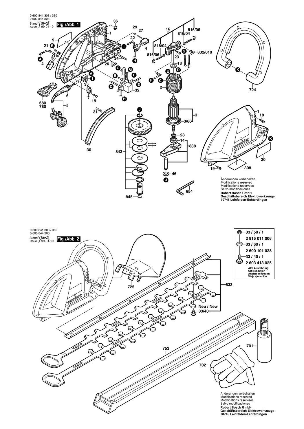 Bosch AHS 40-22 / 0600844232 / CH 230 Volt Spare Parts