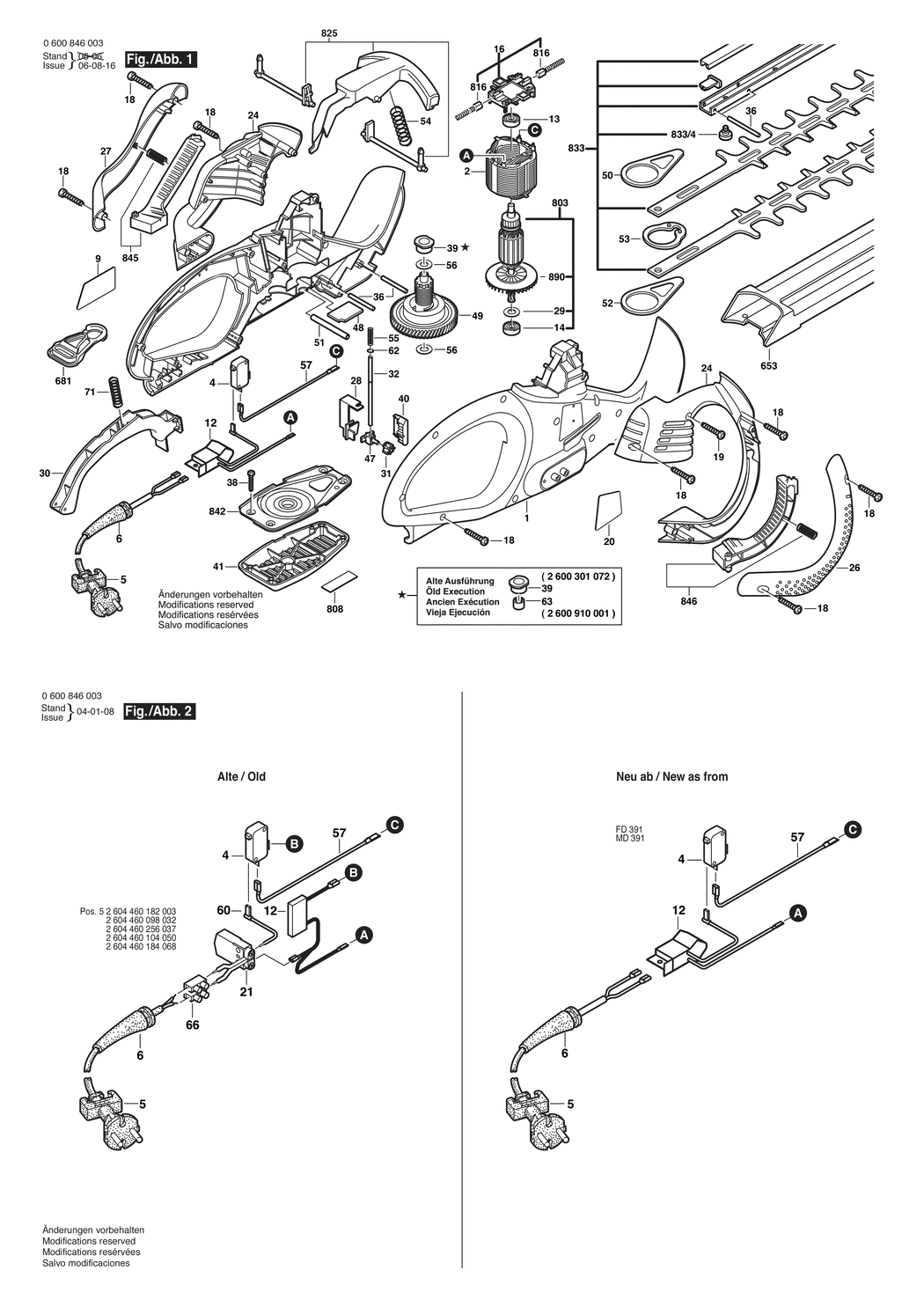 Bosch AHS 6000 PRO / 0600846032 / CH 230 Volt Spare Parts