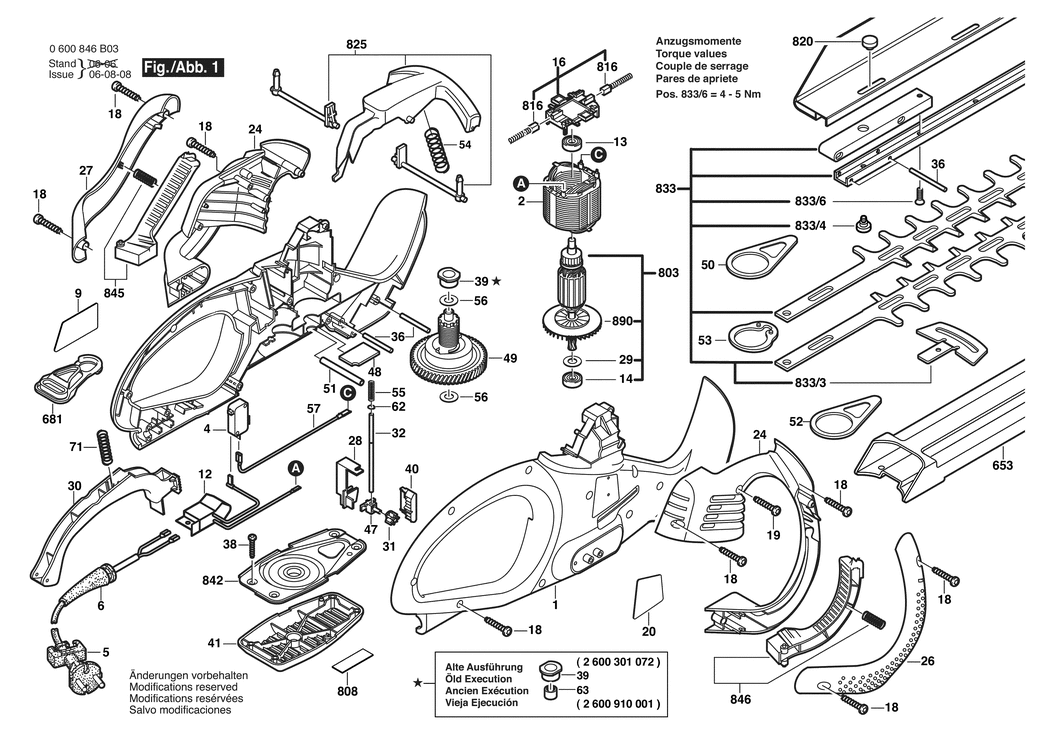 Bosch AHS 7000 PRO-T / 0600846C03 / EU 230 Volt Spare Parts