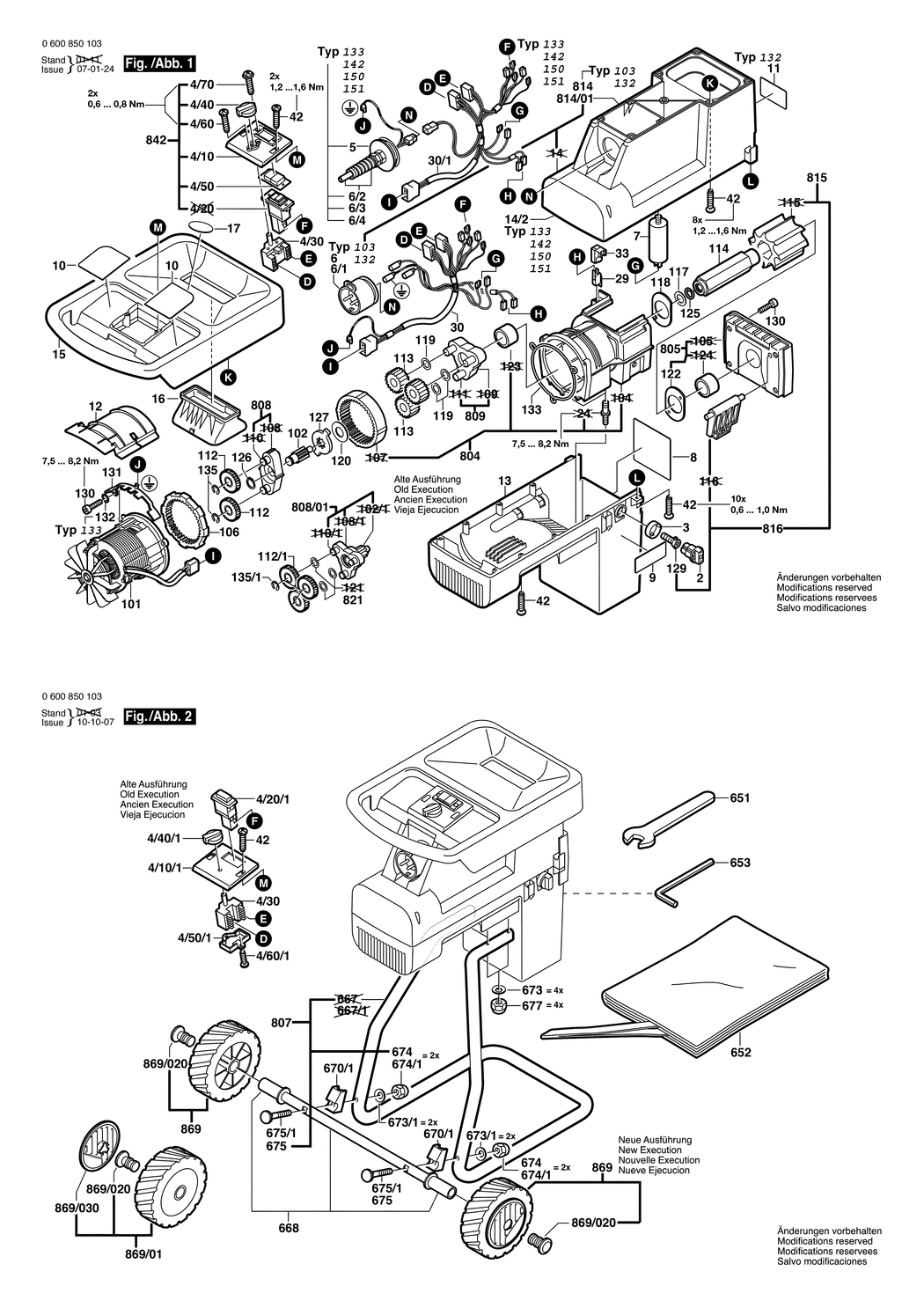Bosch AXT 2200 / 0600850132 / CH 230 Volt Spare Parts