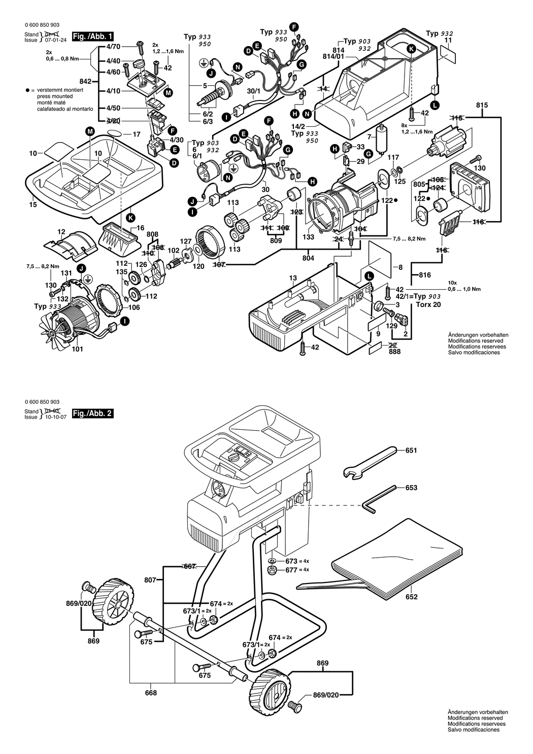 Bosch AXT 2300 / 0600850950 / I 230 Volt Spare Parts