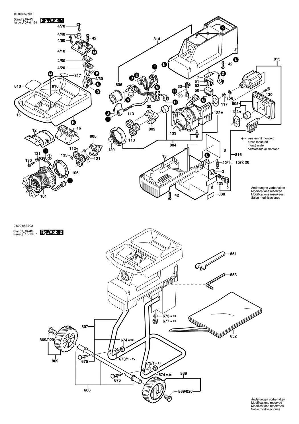 Bosch AXT 3000 HP / 0600852903 / EU 230 Volt Spare Parts