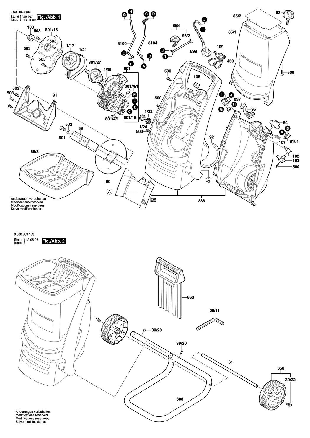 Bosch AXT Rapid 200 / 0600853180 / EU 230 Volt Spare Parts